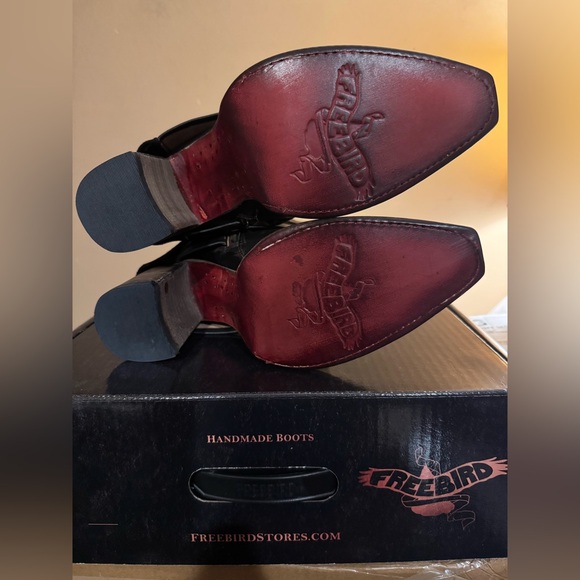 FREEBIRD Jylina Black/Brown Leather Block Heel Mid Calf Women's Boots Sz US 9 - Picture 9 of 15